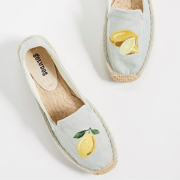 Soludos Lemon Jute Platform Chambray Canvas Shoe - Espadrilles Size 6 - Picture 6 of 12